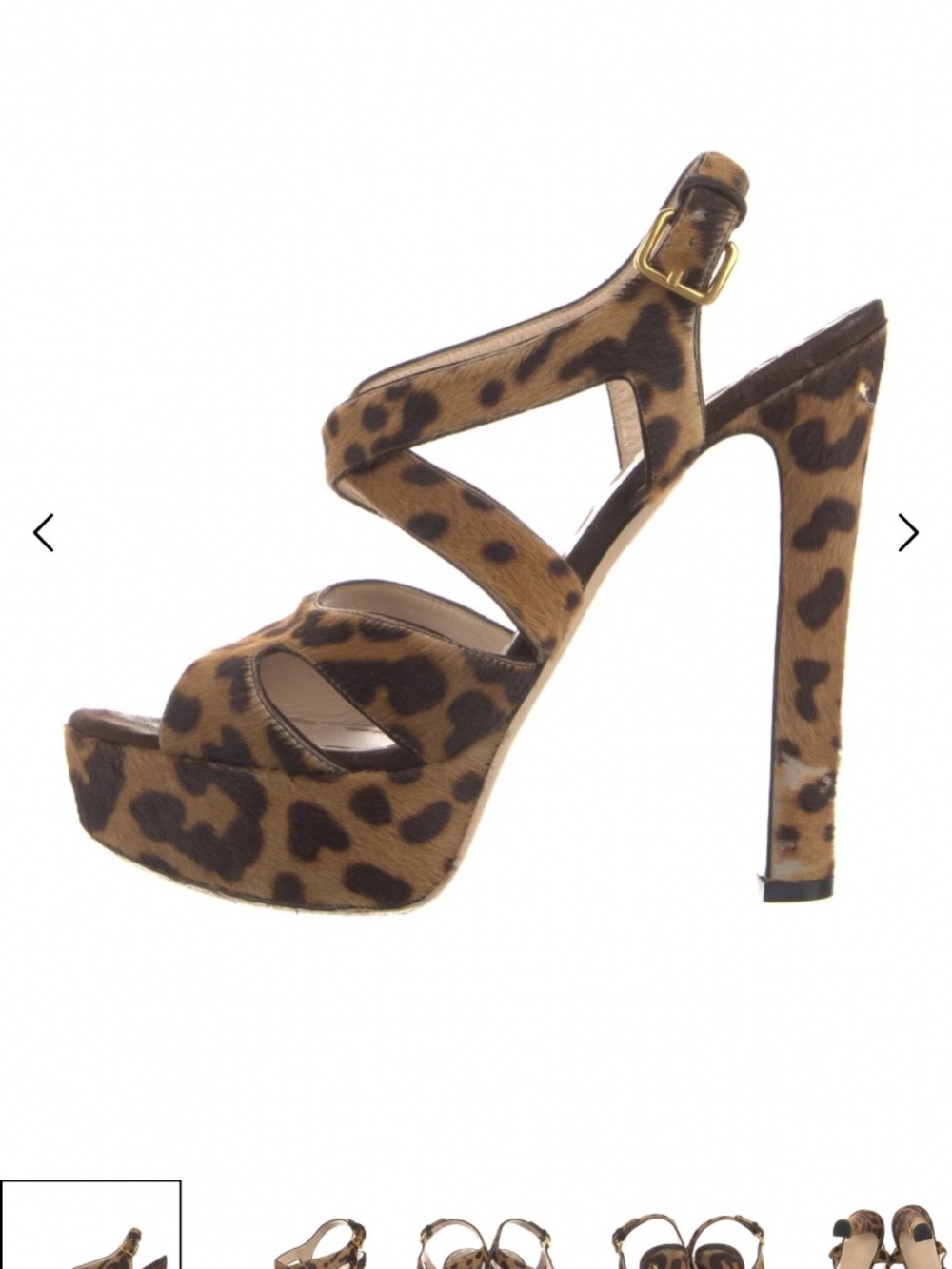 MIU MIU PONY HAIR LEOPARD PLATFORM STRAPPY SANDALS 38